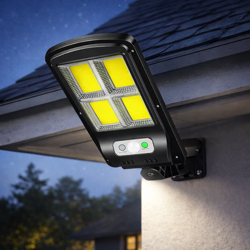 Foco Solar 200w Sensor + control remoto Luz Exterior Blanco Frio